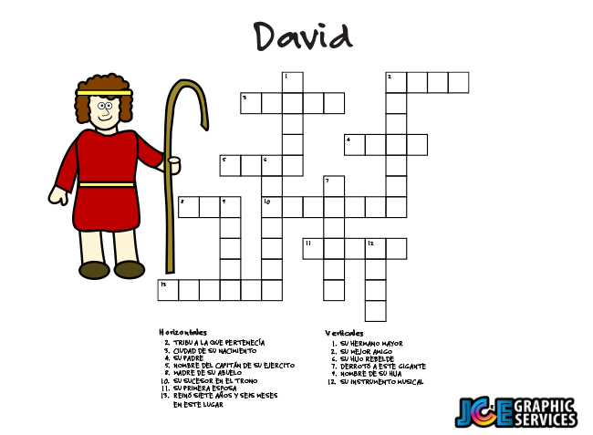 Juego Bíblico Para Niños: Crucigrama — David