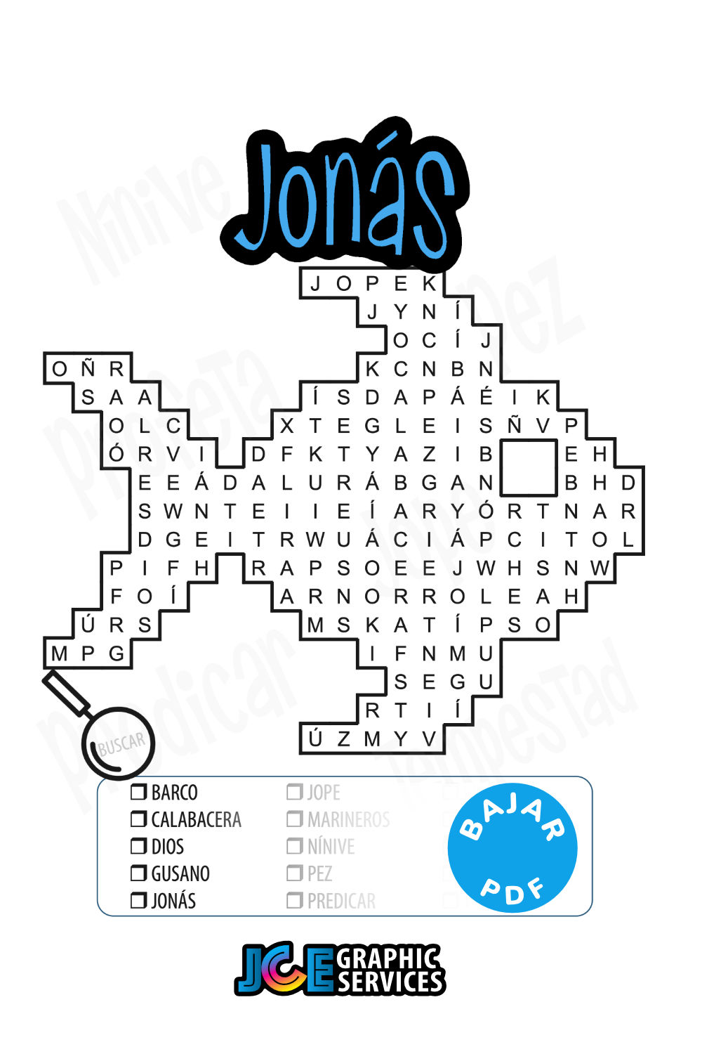 Jonás sopa de letras para niños