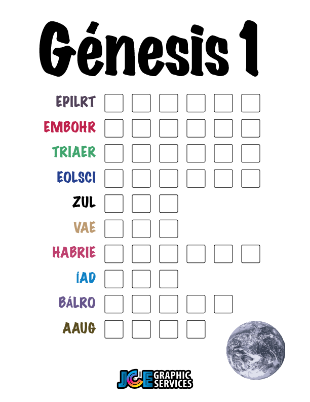 Juego Bíblico Para Niños: Letras Revueltas — Génesis 1