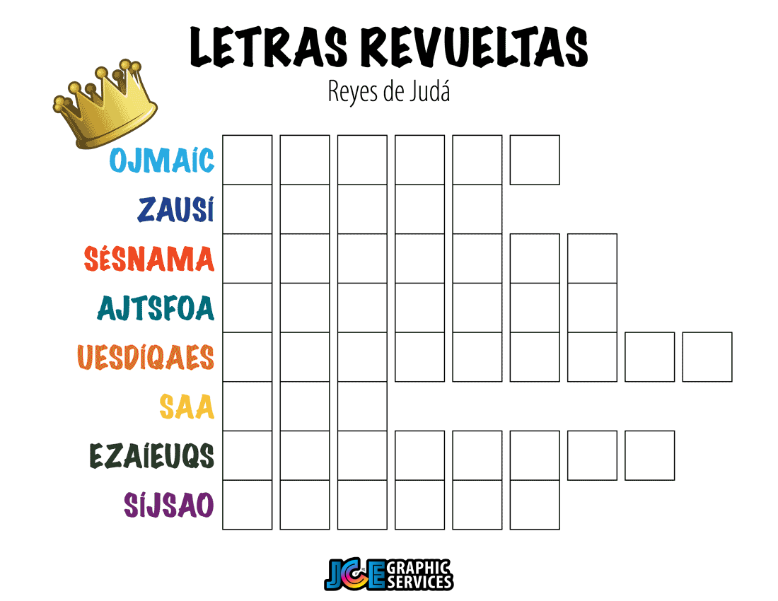 Juego Bíblico Para Niños: Letras Revueltas – Reyes de Judá