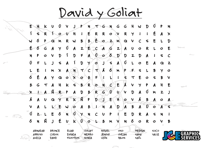Juego Bíblico Para Niños: Sopa de Letras — David y Goliat