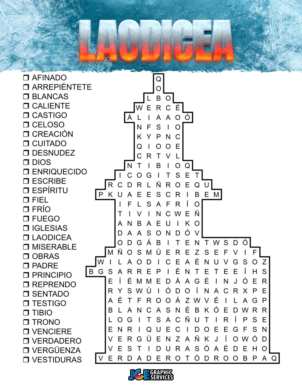 Sopa de Letras - Iglesia de Laodicea