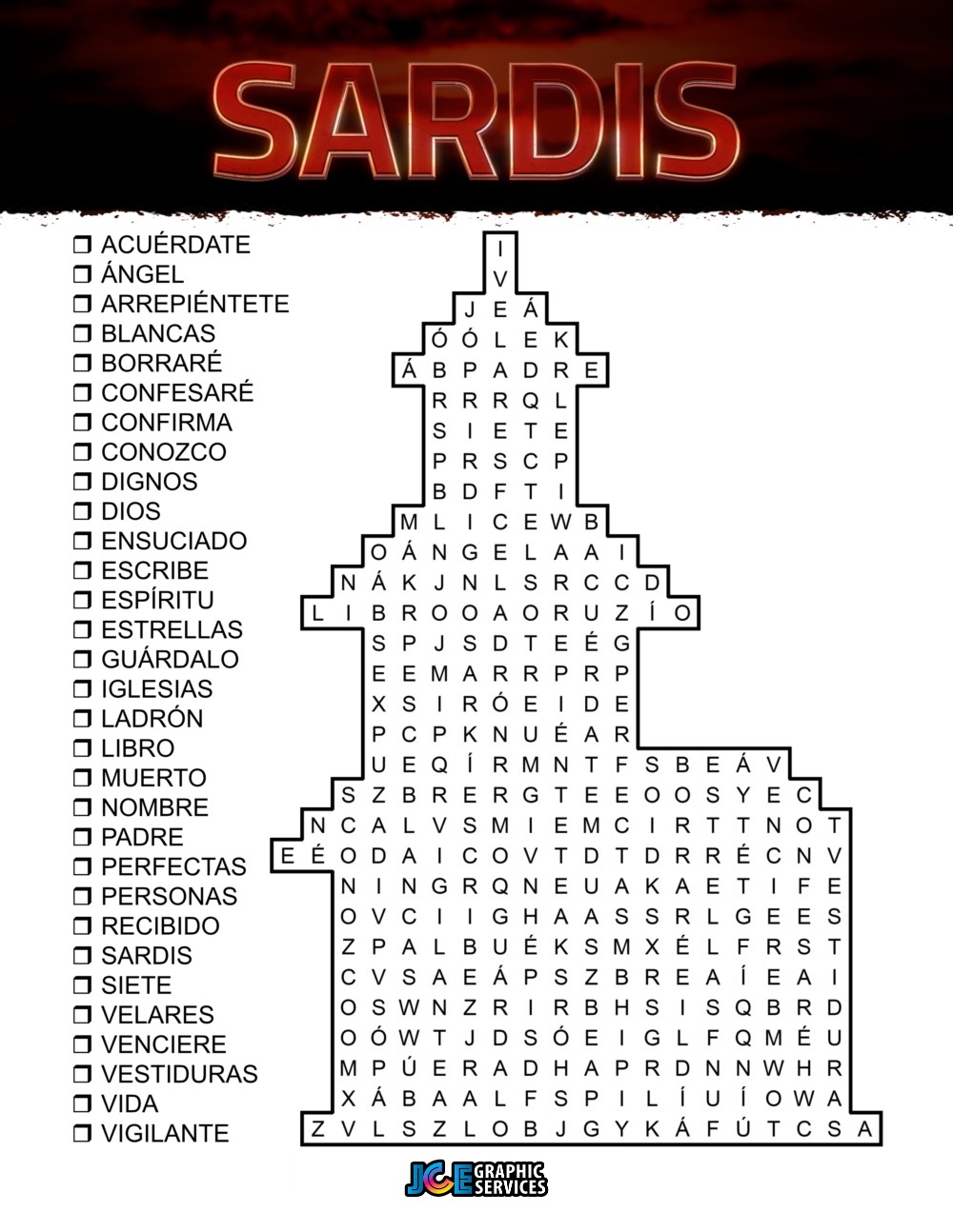 Sopa de Letras - Iglesia de Sardis