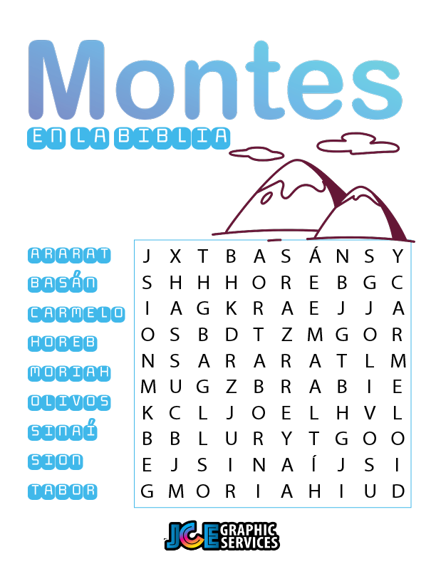 Juego Bíblico Para Niños: Sopa de Letras — Montes en la Biblia