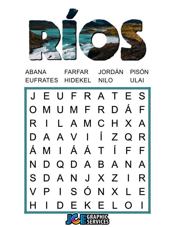 Ríos en la Biblia - Sopa de Letras